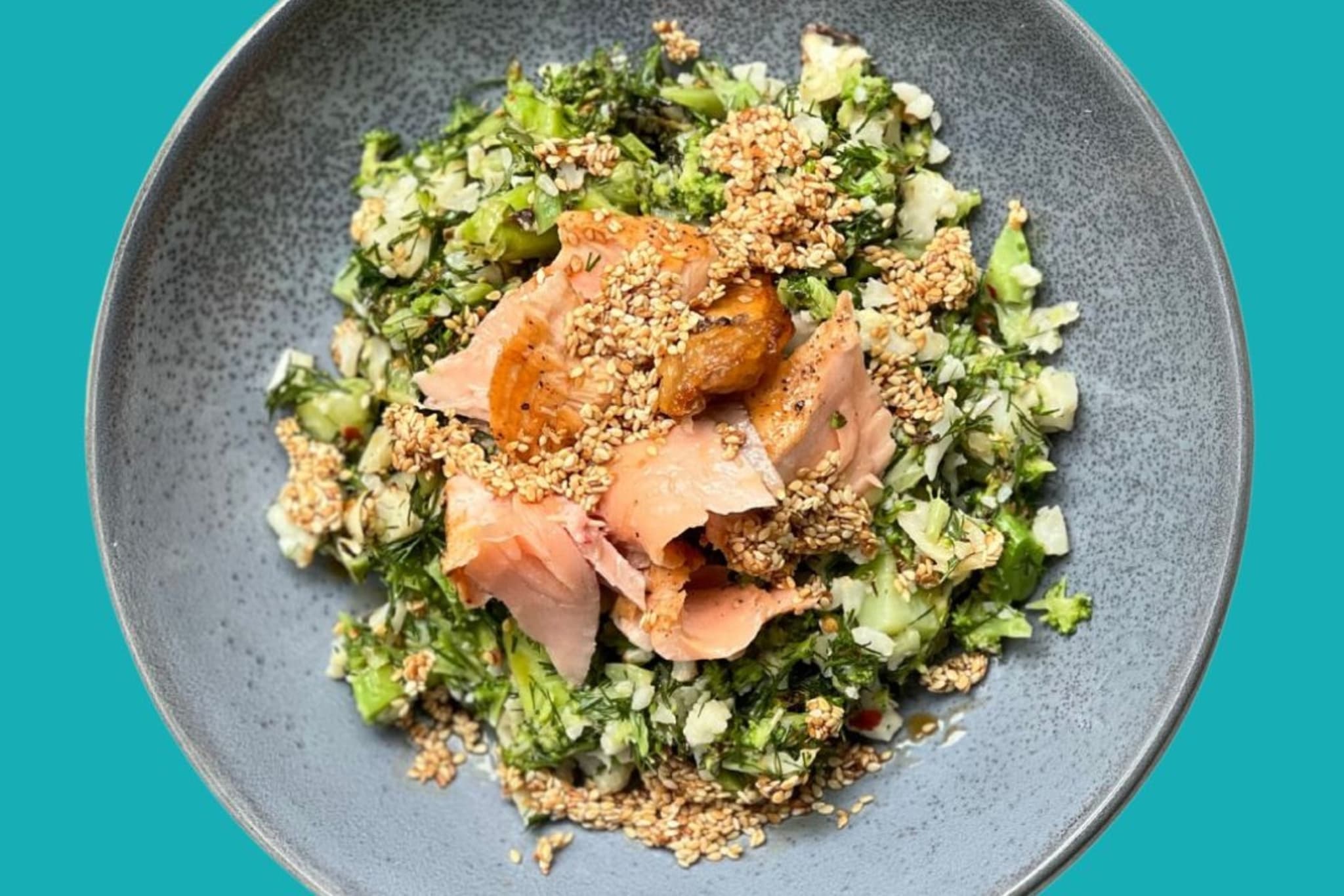 Made by Tobie's salmon and cauliflower.